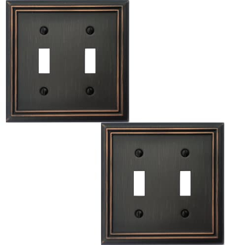 OKAWYC Doppel-Kippschalter-Abdeckung Adler Metall-Wandplatte, 2er-Pack, Antik-Bronze, 2-fach, Lichtschalter-Abdeckung, dekorative Wandplatte, langlebig
