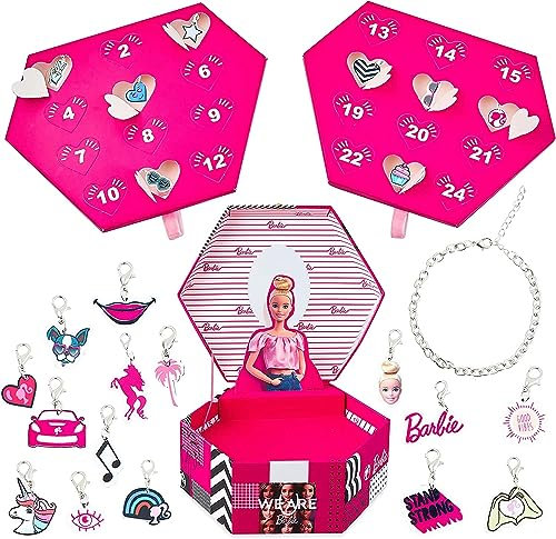 Barbie Adventskalender 2023 | Weihnachts-Schmuckbox Countdown-Kalender für Mädchen | Inklusive Armband & Charm-Geschenke