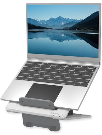 Fellowes Support d'ordinateur Portable - Breyta™ Support d'ordinateur Portable Ajustable 100% Recyclable - Support PC Portable 12 réglages en Hauteur - Taille Max écran 15.6, Poids Max 4kg - Blanc