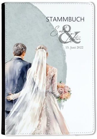CreaDesign, Stammbuch Hochzeit personalisiert, Familienstammbuch A5 aus Leder mit Klemmschiene, 15 x 22 cm
