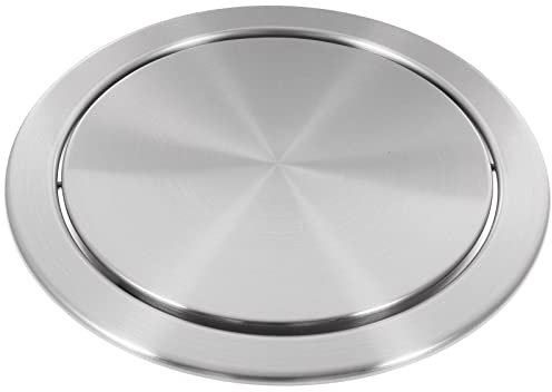 Happyyami Round Trash Can Top Stainless Steel Recessed Built-In Swing Flip Bin Lid Replacement for Kitchen Countertop Bathroom Table 21cm