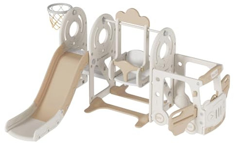 Toboganes para bebés y Juegos de Columpios toboganes autosuficientes escaladores para niños pequeños Juegos de Parques Infantiles toboganes Equipos de diversión (Bus-Brown)