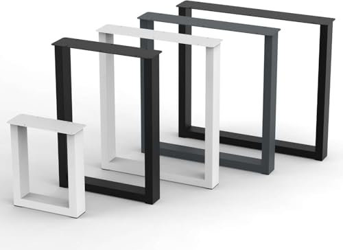 2 x Pieds de Table en Métal Type - U | Pied de Table en Profilés 80x40mm | Pieds de Table, Banc de Bureau, Meubles, Industriel, Cadre de Table Loft (350 x 420 mm, White)