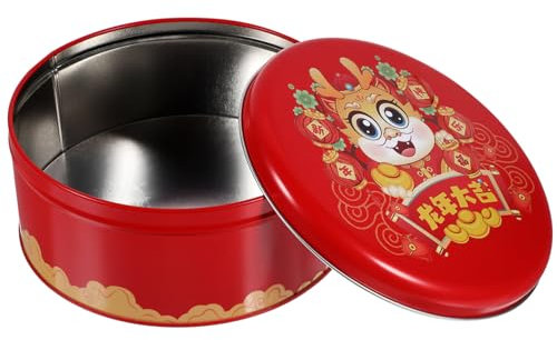 Gatuida Keksdosen Für Das Neue Jahr Keksdose Aus Weißblech Mit Chinesischem Dargon-Muster Und Deckel Keksbehälter Zur Aufbewahrung Von Süßigkeiten