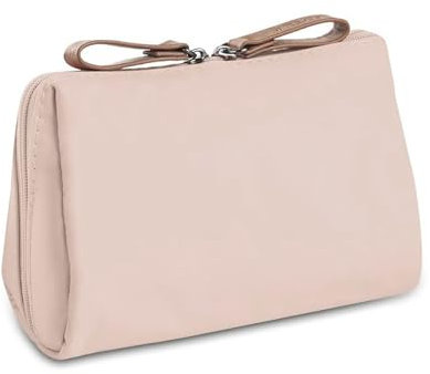 smartelf Kosmetiktasche Damen, Schminktasche, Make-up-Tasche Tragbare, Kleine Multifunktions-Aufbewahrungstasche, Kleine Make up Taschen mit Trennwand Tasche für Damen und Mädchen (Graurosa)
