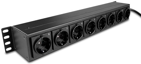 Multiprise Horizontale Rack 19 1.5U, 8 Prises Schuko avec interrupteurs