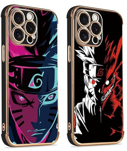 2 Stück Handyhülle für Apple iPhone 13 Hülle 6.1 Zoll, Anime Kakashi Uchiha Itachi Manga Muster Junge Mädchen Galvanisierte Schutzhülle Weich TPU Stoßfest Dünn Case mit Kameraschutz, 01