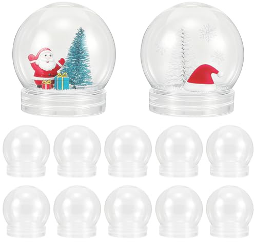 Ciieeo 20 Pcs DIY Snow Globe Kit Shatterproof Clear Plastic Snowglobe to Make Your Own Water Globe Ornaments Fillable Christmas Craft Kit with Screw Off Caps for Kids 150ml