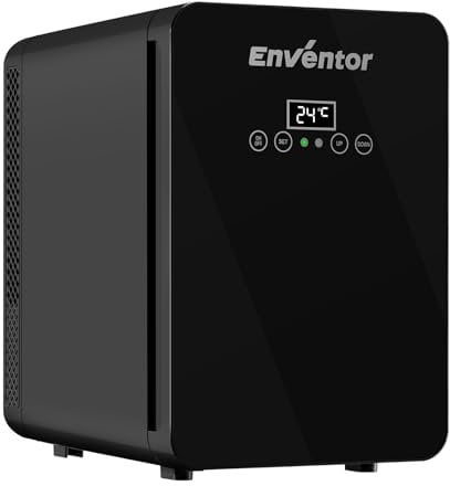 Enventor Mini Fridge 10 Litre / 15 Can, AC+12V DC Power Cooler and Warmer, LCD Temperature Display, Portable Mini Fridge for Bedrooms, Car, Travel, Drinks, Skincare (Black)