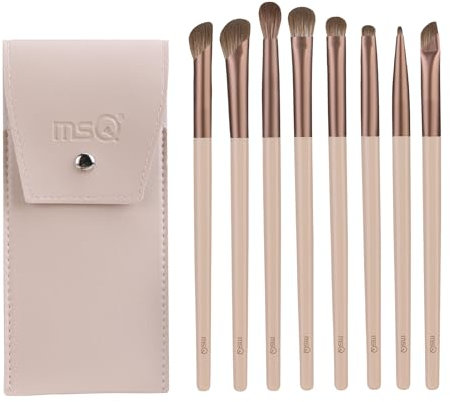 MSQ 8 Stück Lidschatten Make-Up Pinsel Set Portable Reise Make Up Pinsel Tasche,Pinselset Makeup Professionelles Lidschatten Pinselset