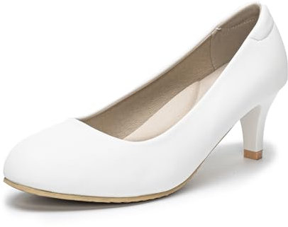 Women Court Shoes Low Heel Dress Shoes Closed Toe Heels Pumps Wedding Shoes WhitePu Shoes for Women Size 5