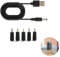 Goerpn USB to DC Power Cable with 5 Interchangeable Connectors,Universal 5V Charger Cord for Various Devices,Compatible with Acer,Laptops,Router,1M Length,DC 5.5 x 2.1mm Plug Adapter