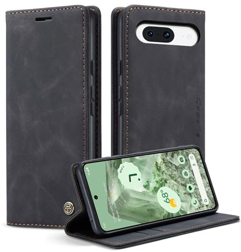 Cracedily Cover per Google Pixel 8A Case, Custodia Cover Pelle Premium Portafoglio con Porta Carte Magnetica Supporto Protezione Flip Case Custodia per Google Pixel 8A,Nero