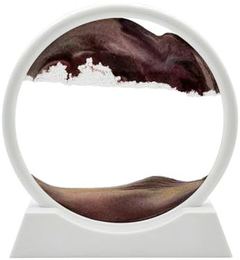 AzureLeap Peinture de Sable Mobile - Cadre Sablier, Images de l'art du Sable en Mouvement, Sable Dynamique dans Un Verre Rond, 3D Sable de Paysage pour Le Bureau Maison Décoration（Café, 7 Pouces）