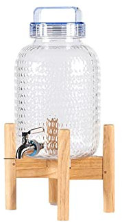 Dispensador agua, dispensador bebidas Dispensador bebidas frías Soporte madera y grifo Recipiente agua redondo para té helado Kombucha Sangría Limonada Uso para hacer jugos