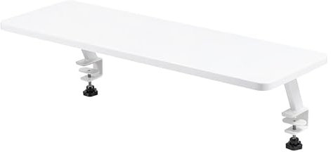Desk Shelf Unit for Gaming Devices Clamp on Above or Below Desk Storage Tray Customizable Space for Table Accessories (Color: Bianco)