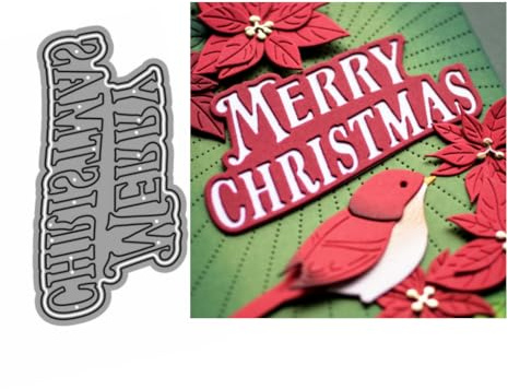 Sredwtk Frohe Weihnachten Stanzschablonen Weihnachten Metall Prägeschablonen Stanzformen Schneiden für DIY Karte Sammelalbum Scrapbooking Fotoalbum Deko Cutting Dies