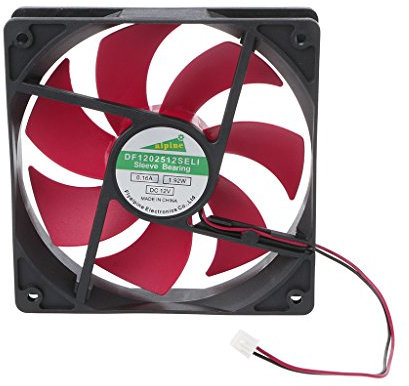 Kadagg 120x120x25mm Ventilateur 12025 12V 0.16A pour Ventilateur de Refroidissement d'Ordinateur sans Balais 1800RPM 2 Broches Manchon Roulement PC Ordinateur pour Boîtier Noir + Rouge ABS