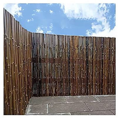 Bamboo Fencing Panel, Garden Privacy Screen, Plant Climbing Vine, Japanese Style Bamboo Chop, Weatherproof Galvanized Iron Wire Connection for Courtyard Patio(1.2x2m)
