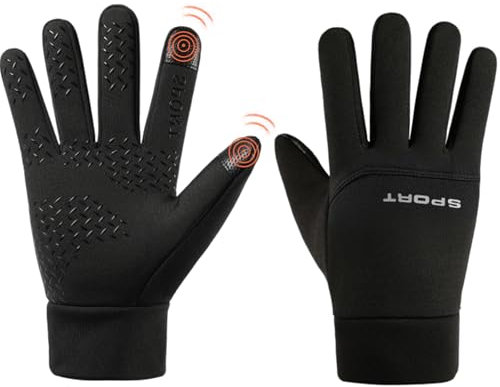 CRAZY SHARK Winter Warm Gloves, Waterproof Windproof Thermal Gloves for Men & Women, Anti Slip Touchscreen Cycling Gloves, Black Running Gloves for Hiking Climbing Driving Riding