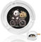 Panda on Bicycles Round Glass Ashtray Cigarettes Ash Tray Holder Case for Office Home Indoor Decoration
