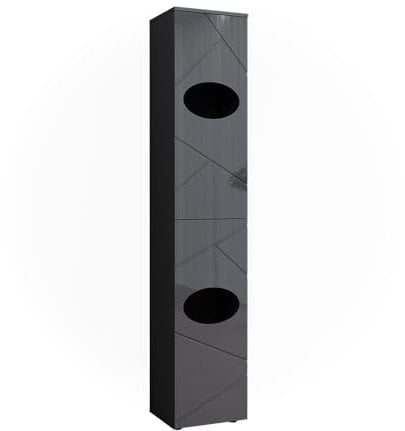 Vicco Wäscheschrank Irma, Badezimmerhochschrank, Anthrazit, 37.2 x 192 cm