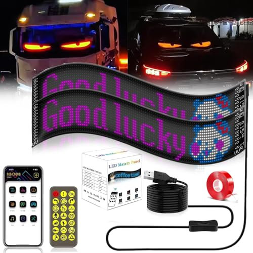 Blazexel Devil Eye LED Auto Augen, Flexibles LED Display Schild - Programmierbar, Dynamische Bluetooth Smart Bunte Augenlampe (10.2*24.8CM, 2 PCS)