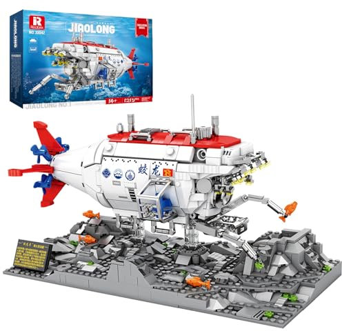 Reobrix U-Boot Modellbausatz mit Beleuchtung – 33042 Jiaolong Militär U-Boot Spielzeug Modell für Erwachsene und Jugendliche, Modellbau-Enthusiasten und Sammler(1215 Stück)