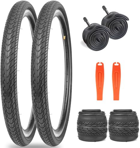 ZUKKA 2er-Pack Faltbarer 26 Zoll Reifen 26x1.75 Mantel 47-559 Fahrrad Ersatzreifen Plus 2er-Pack 26 Zoll Schlauch für Fahrrad,MTB Mountainbike Kinderfahrrad, Crusier Bike, Commuter Bike,Schwarz