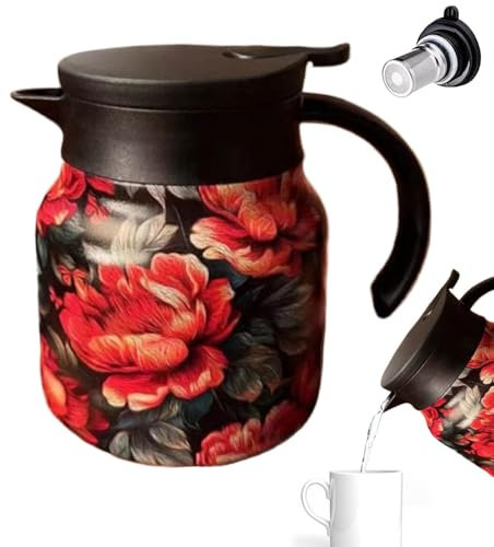 Raidley Vintage Blumenmuster Tee Thermoskanne Mit Integriertem Sieb, 800 Ml Doresty ThermosTeekanne, Raidley Tee Thermoskanne Mit Vintage Blumenmuster, Tee Thermoskanne Mit Sieb Für Heißgetränke