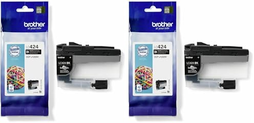 Brother Original LC-424BK Tintenpatrone Schwarz DCP-J1200DW (750 Seiten nach ISO Standard 24711), LC424BK (Packung mit 2)