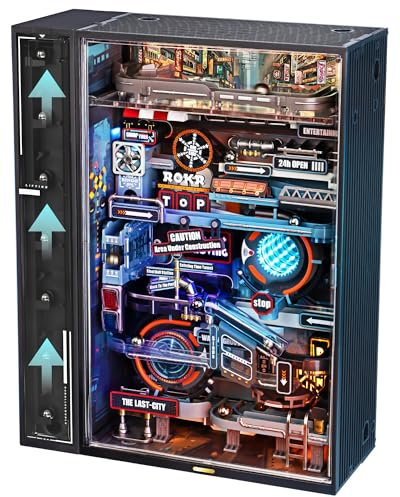 ROKR Kugelbahn Last City Modellbausätze für Erwachsene, 3D Puzzle Cyberpunk Gaming Deko Setup.DIY-Bastelgeschenke für Männer