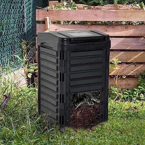 QIANMEI Garden Compost Bins, Large Garden Composted Organic Rubbish Waste Bin Waterproof, Outdoor Plastic Rubbish Compost Maker ，330L