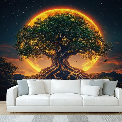 Générique Papier Peint Panoramique Arbre De Vie, Papier Peint Fantastique, Fresque Murale, Decoration Chambre Salon, 100 x 70 cm &WQET