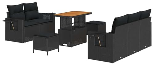 vidaXL Gartensofa-Set 10 STK. Schwarz Poly-Rattan