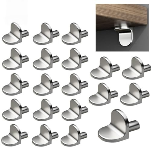 Alfven Hyllstöd, 50 stycken 5 mm, L form, golvstöd, metall, golvstöd, vinkelhållare, hyllpennor, hållare för möbler, bokhyllor, skåp, köksskåp (silver)
