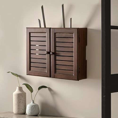 Wandhalterung WiFi Router Box, Jalousien Dekoration Schwebende Regale Wandregal, Kabelmanagement, Verstecker, Freistehender Schrank-Organizer für Zuhause und Büro(Brown,45 * 33 * 8cm/18 * 13 * 3in)