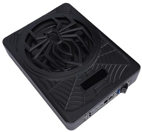 banapoy 10 Zoll 800W Schlanker Untersitz-Auto-Subwoofer, Auto-Truck-Audio-Bass-Sub-Verstärker Eingebaut, Aktiver Subwoofer mit Umgebungs Licht-Verdrahtung Ssatz, für Unter Sitz (blaues Licht)