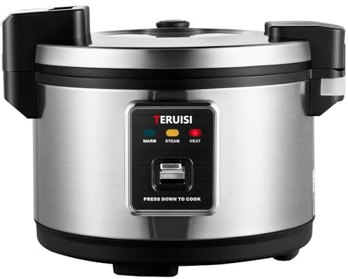 TERUISI Cuiseur à Riz Professionnel 10 L 1850 W, Cuiseur de Riz Électrique Grande Capacité, Maintien au Chaud, 50 Tasses de Riz Cuit, Cuve Antiadhésive, Cuisson Rapide pour Restaurant, Traiteur