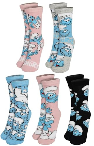 United Labels Die Schlümpfe Socken für Damen - Allover Frauen Sneaker Strümpfe 38-43 (5er Pack)