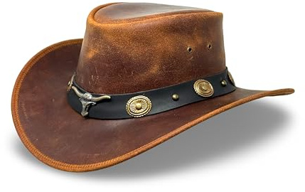 Albsales Lederhut Western Cowboy – Outdoor Hut Reiten, Wandern & Abenteuer Canyon Brown