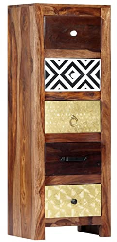 Frdhee Sideboard Küche Barschrank,Beistellschrank 40x30x110 cm Massivholz Akazie für Wohnzimmer, und Esszimmer