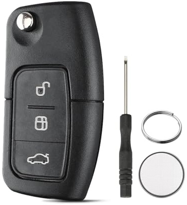 3 Buttons For Ford Key Fob Case Replacement for Ford Fiesta Focus Mondeo MK4 Kuga Galaxy B Max S Max C Max Key Cover Flip Shell with Battery