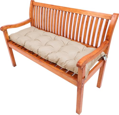 TexDeko® Garden Bankauflage Outdoor Polsterauflage 180x40x8 cm Cappuccino | In- & Outdoor, wasserabweisend, UV-beständig, Bankpolster gesteppt, formstabiles Sitzpolster mit Vließmantel, für Gartenbank