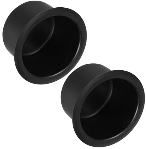 YARNOW Lot de 2 Porte-Gobelets en Acier Inoxydable Supports Encastrables Noirs pour Voitures, Canapés et Tables de Bureau, Inserts Métalliques pour Bateaux, Diamètre Intérieur 9 CM