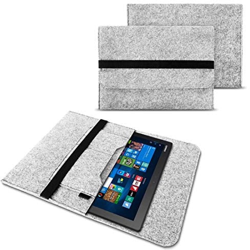 NAUC Tasche Hülle für Case Cover Notebook für Lenovo Miix 510/700 / 720 Filz Sleeve Schutzhülle aus Filz mit Innentaschen und sicheren Verschluss, Farben:Hell Grau
