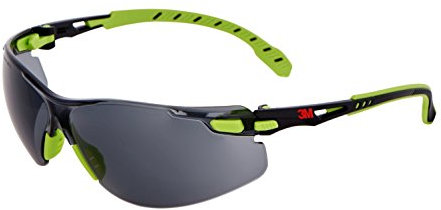 3M Solus Safety Glasses Green/Black frame, Scotchgard Anti-Fog, Grey Lens, S1202SGAF-EU