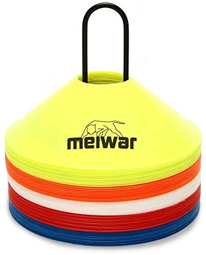 meiwar Fussball Hütchen - Markierungshütchen Set für Fußball Training | 50er Set oder 20er Set