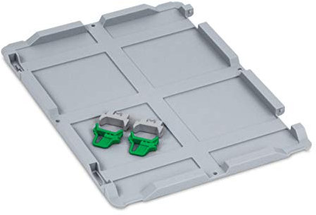 aidB Scharnierdeckel Set Eurobox NextGen, 400 x 300, inkl. 2 grüne Schiebeschnappverschlüsse