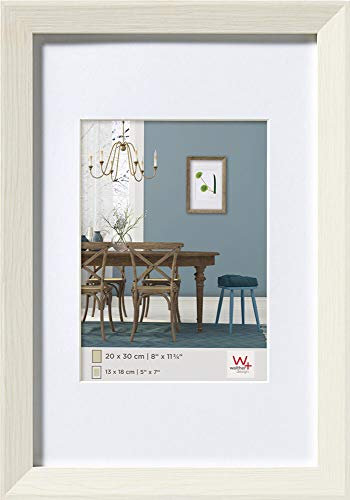 walther design Bilderrahmen weiss 60 x 80 cm mit Passepartout, Fiorito Holzrahmen EF080W